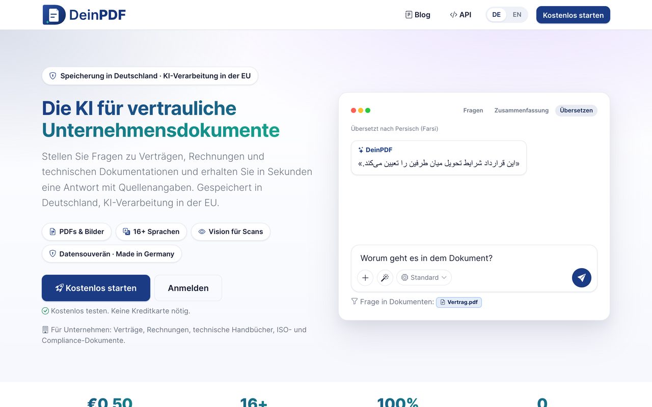 DeinPDF: Ask Your Documents Questions, Without Your Data Leaving Germany